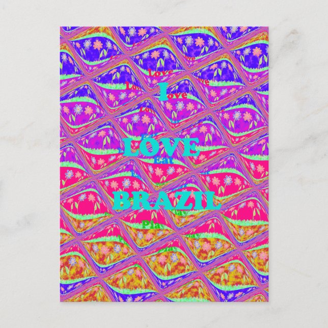 Liebe Brasilien. Schöne Samba traditionelle Farben Postkarte (Vorderseite)