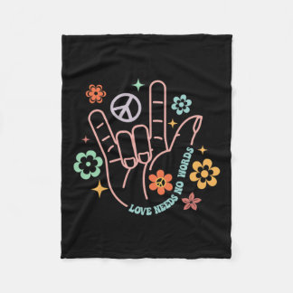 Liebe braucht kein Wort für Retro Hand Sign Groovy Fleecedecke