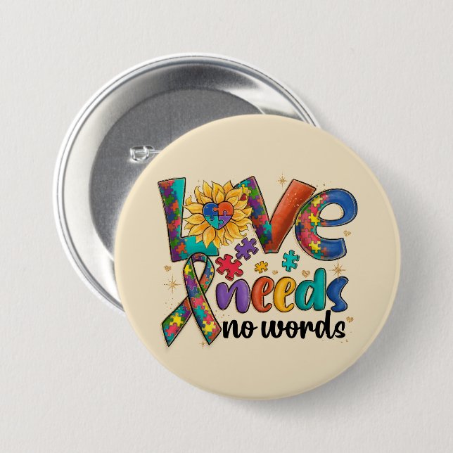 Liebe braucht keine Worte - Autismus Bewusstsein S Button (Vorne & Hinten)