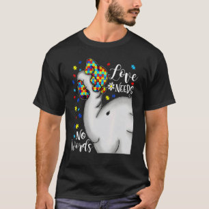 Liebe Braucht Keine Worte Puzzle Elephant Autismus T-Shirt