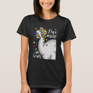 Liebe Braucht Keine Worte Puzzle Elephant Autismus T-Shirt
