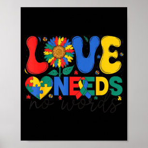 Liebe braucht keine Worte Sonnenblume Autismus-Bew Poster