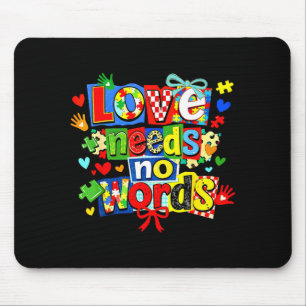 Liebe braucht Worte Puzzle Kokette Schleife Autism Mousepad