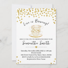 Liebe Brauen Tea Dusche Gold Glitzer Einladung