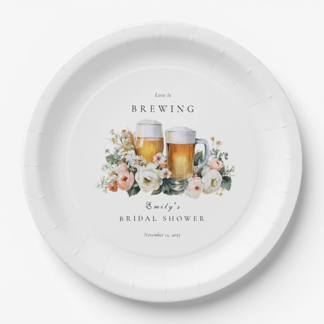 Liebe braut Bier Brautparty Pappteller (Vorderseite)