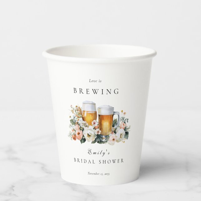 Liebe braut Bier Junggesellinnenabschied Pappbecher (Vorderseite)