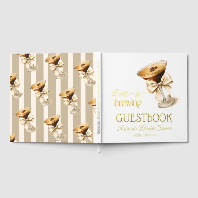 Liebe Braut Bow Espresso Martini Brautparty Gästebuch (Voll)