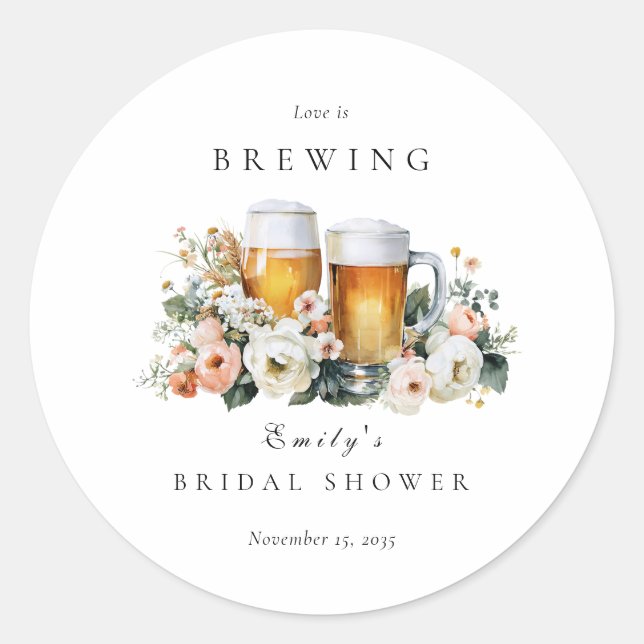 Liebe Braut Brause Hochzeitsshower Runder Aufkleber (Vorderseite)
