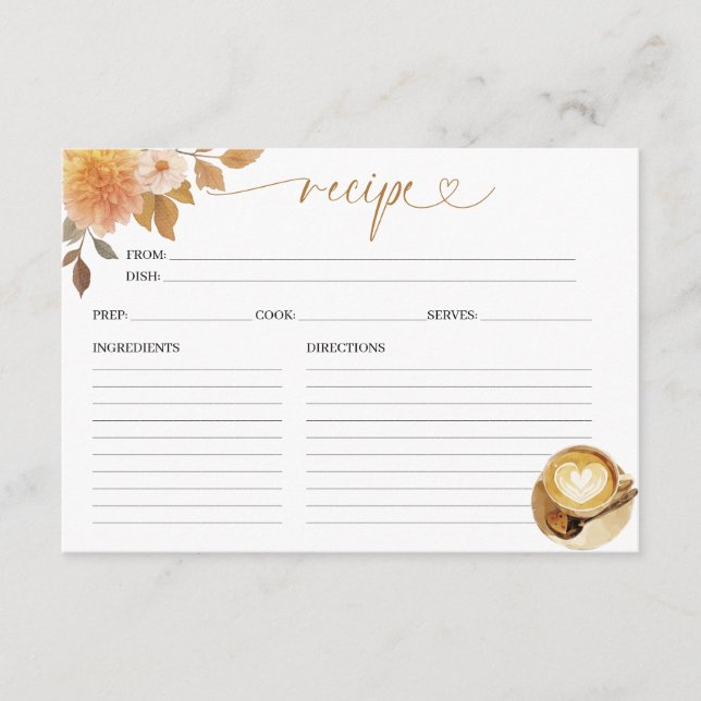Liebe Braut Brautparty Rezept-Karte Begleitkarte (Vorderseite)