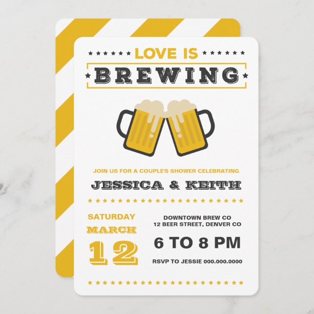 Liebe braut erwachsenes Bier-Hochzeitsstich-Brautp Einladung (Vorne/Hinten)