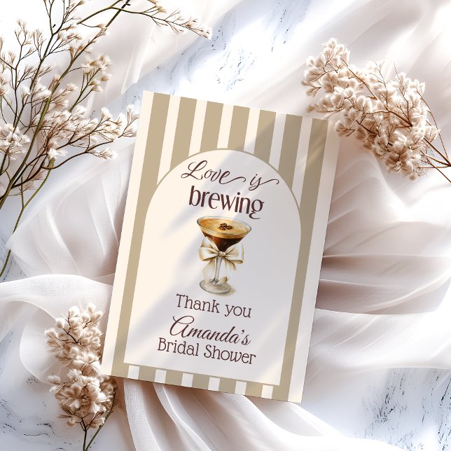 Liebe Braut Espresso Martini Bow Brautparty Dankeskarte (Von Creator hochgeladen)