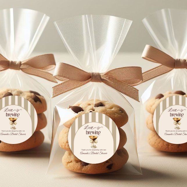 Liebe Braut Espresso Martini Bow Brautparty Runder Aufkleber (Von Creator hochgeladen)