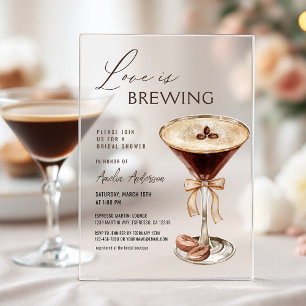Liebe Braut Espresso Martini Brautparty Acryleinladungen