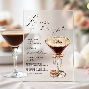 Liebe Braut Espresso Martini Brautparty Acryleinladungen