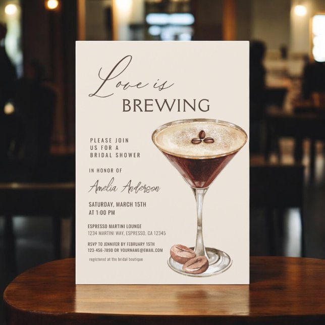 Liebe Braut Espresso Martini Brautparty Einladung (Von Creator hochgeladen)