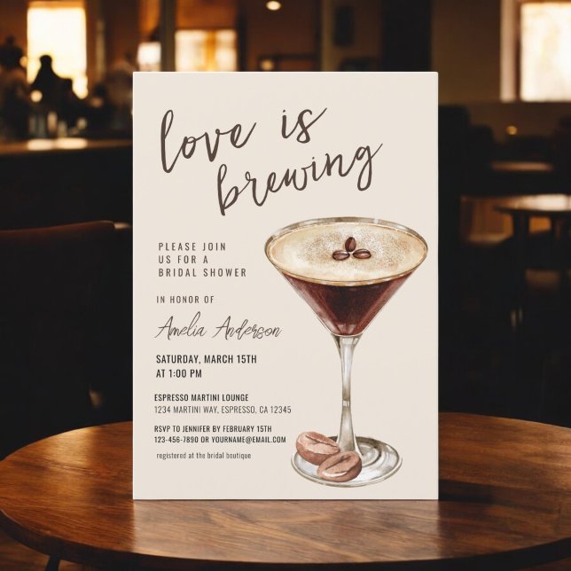 Liebe Braut Espresso Martini Brautparty Einladung (Von Creator hochgeladen)