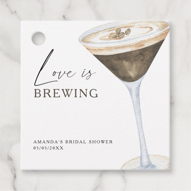 Liebe Braut Espresso Martini Brautparty Geschenkanhänger (Vorderseite)