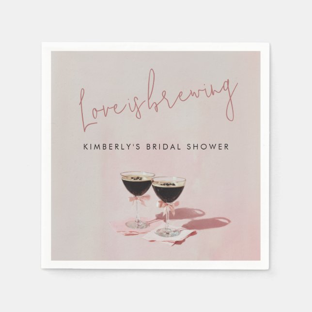 Liebe Braut Espresso Martini Brautparty Nickerchen Serviette (Vorderseite)