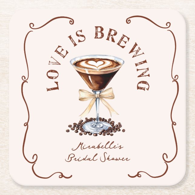 Liebe Braut Espresso Martini Brautparty Rechteckiger Pappuntersetzer (Vorderseite)