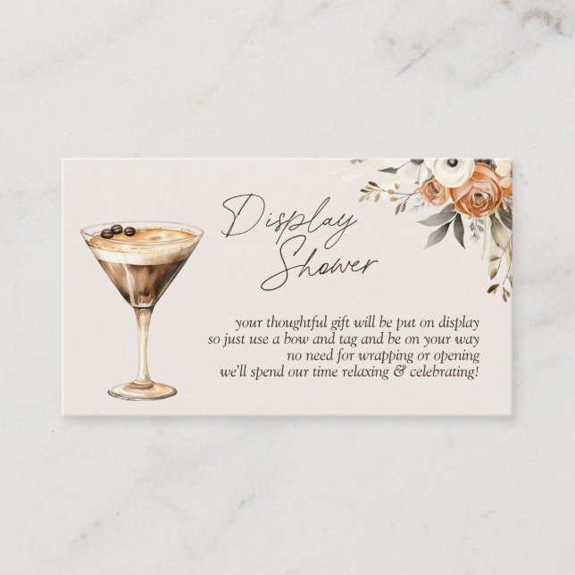 Liebe Braut Espresso Martini Display Dusche Begleitkarte (Vorderseite)