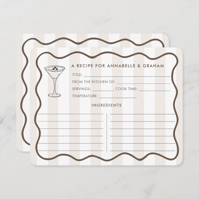 Liebe braut Espresso Martini-Rezept-Karte Einladung (Vorne/Hinten)