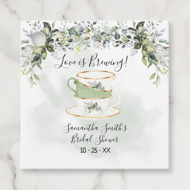 Liebe braut Eukalyptus-Grüntee-Dusche Geschenkanhänger (Vorderseite)