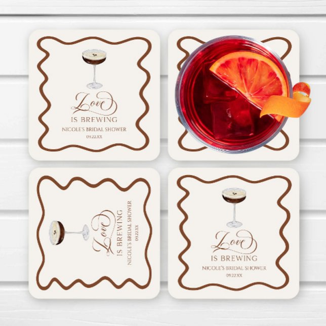 Liebe Braut Expresso Martini Brautparty Rechteckiger Pappuntersetzer (Von Creator hochgeladen)