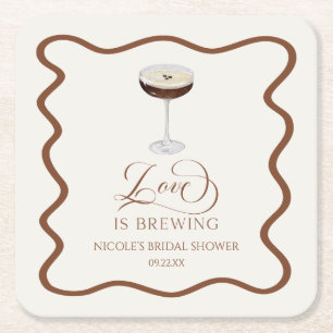 Liebe Braut Expresso Martini Brautparty Rechteckiger Pappuntersetzer