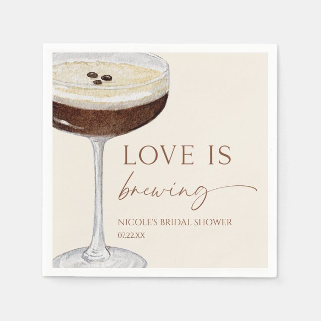 Liebe Braut Expresso Martini Brautparty Serviette (Vorderseite)
