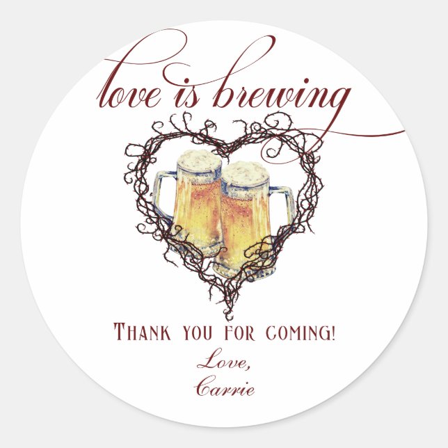 Liebe braut Gothic Heart Beer Brautparty Runder Aufkleber (Vorderseite)