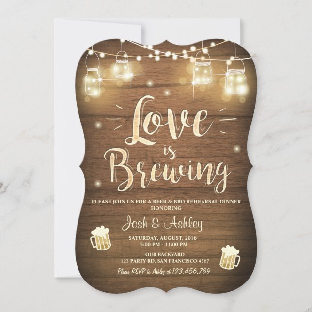 Liebe braut Grillen Probe Brautparty Holz Einladung (Vorderseite)