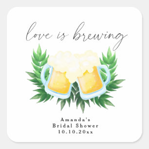 Liebe braut Hochzeitsdusche Brauen Grüner Bier Quadratischer Aufkleber