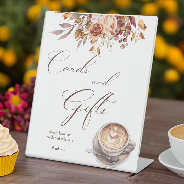 Liebe braut Kaffee Brautparty Geschenktisch Sockelschild (Love is brewing coffee fall bridal shower gifts table pedestal sign personalized table decor)