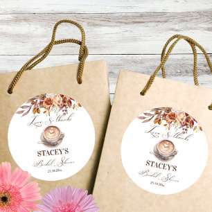 Liebe braut kaffee herbst brautparty geschenk runder aufkleber