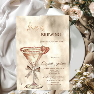 Liebe braut Martini Glitzer Tropfen Einladung
