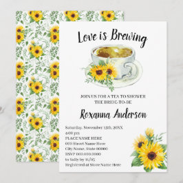 Liebe Braut Sonnenblumen Tee Brautparty Einladung