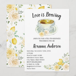 Liebe Braut Zitronen & Rose Tee Brautparty Einladung