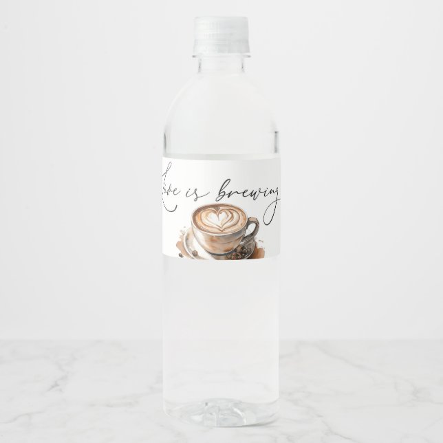 Liebe Brautparty Kaffee Wasserflaschenetikett (Vorderseite)