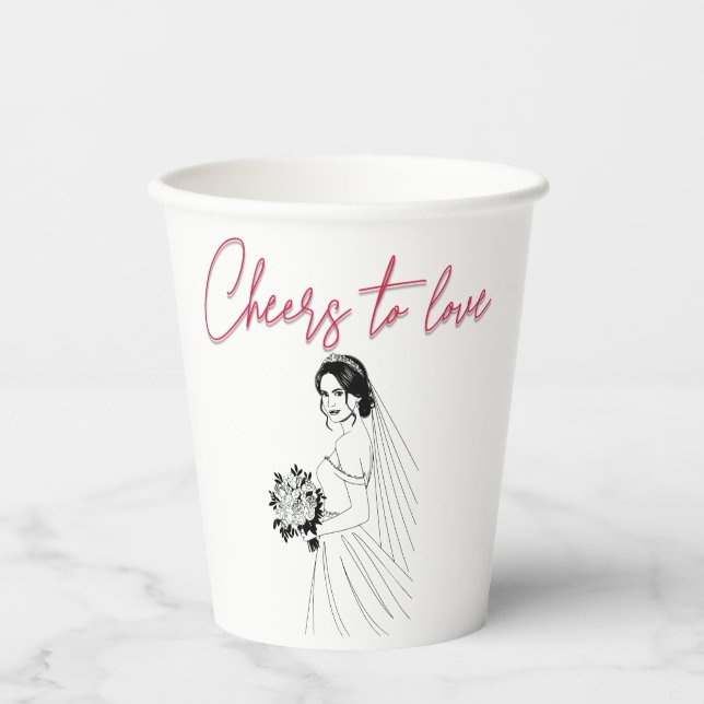 Liebe Brautparty Paper Cup Pappbecher (Vorderseite)