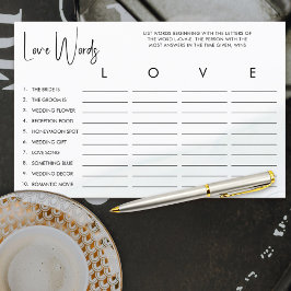 Liebe Brautparty Word Game Soft Green Wash