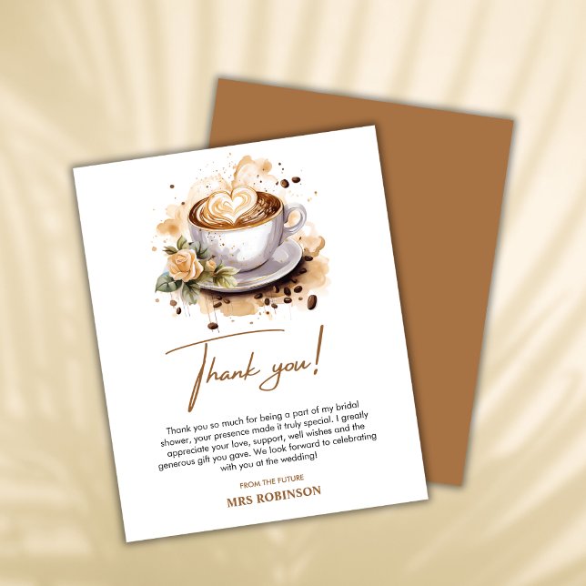 Liebe bricht Brautparty Danke Karte (Love is Brewing Coffee Bridal Shower Thank You Card    )