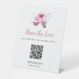 Liebe bricht Brautparty Share Fotos QR Code Sockelschild