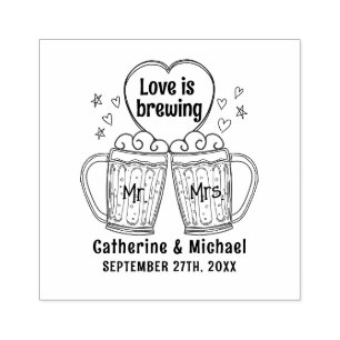 Liebe bricht handgezeichnete Bierbrille Hochzeit Gummistempel