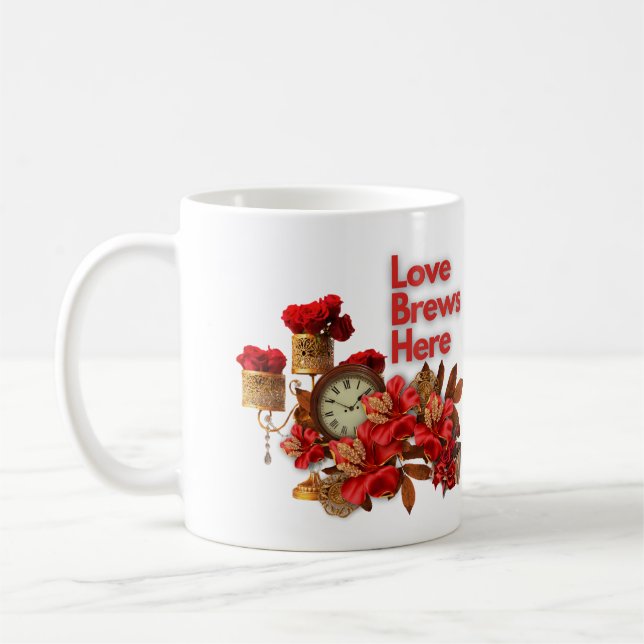 Liebe bricht hier - Feiern Liebe Dieses Valentinst Kaffeetasse (Links)