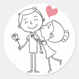 Liebe Bride Groom Herzlich Schwarz & Weiß Hochzeit Runder Aufkleber