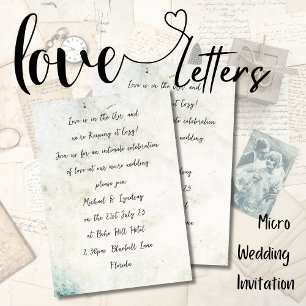 Liebe Briefe MICRO WEDD handschriftlich beschädigt Einladung