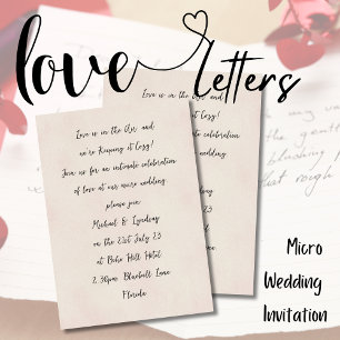 Liebe Briefe MICRO WEDD handschriftlich Rosa rot Einladung