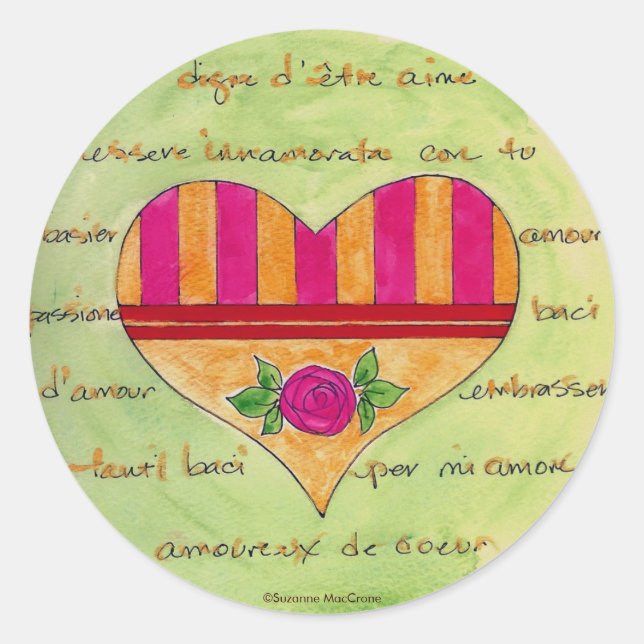 Liebe Briefe & Rose - Aufkleber (Vorderseite)