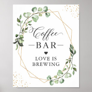 LIEBE BRINGT   Coffee Bar Geometric Eucalyptus Poster