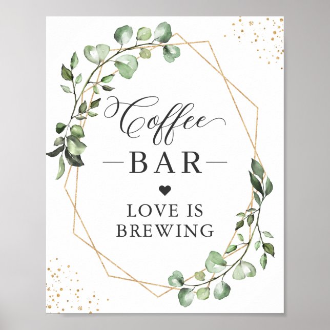 LIEBE BRINGT | Coffee Bar Geometric Eucalyptus Poster (Vorne)